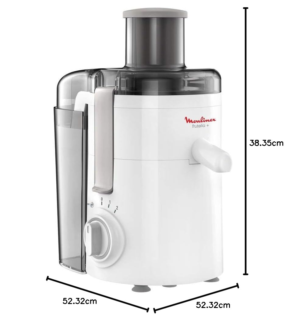 Moulinex Fruitelia Juice Extractor, 350 Watts, White, Plastic/Stainless Steel 1 year warranty Moulinex Fruitelia Juice Extractor, 350 Watts, White, Plastic/Stainless Steel 1 year warranty